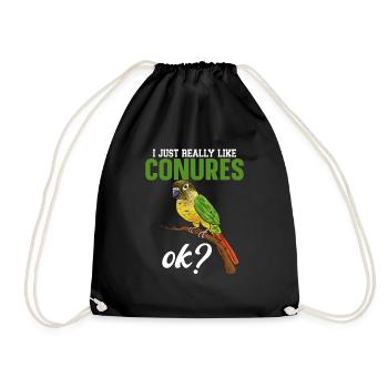 Molina Parakeet Parrot Bird Parakeet - Drawstring Bag - black - Front