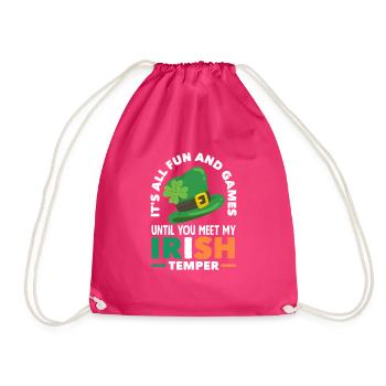 Funny Irish Ireland Gift - Drawstring Bag - fuchsia - Front