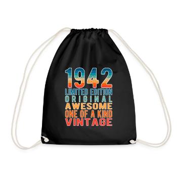 Limited Edition seit 1942 Geburtstag Vintage 1942 - Turnbeutel - Schwarz - Vorne