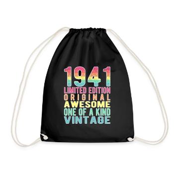 Limited Edition Since 1941 Birthday Vintage 1941 - Drawstring Bag - black - Front
