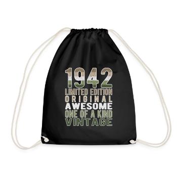 Limited Edition seit 1942 Geburtstag Vintage 1942 - Turnbeutel - Schwarz - Vorne
