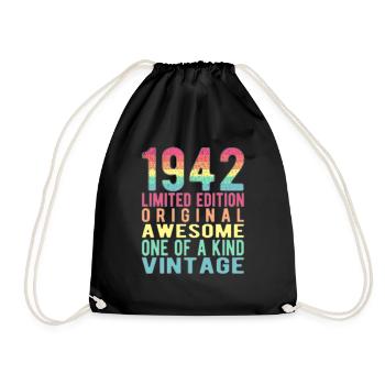 Limited Edition seit 1942 Geburtstag Vintage 1942 - Turnbeutel - Schwarz - Vorne