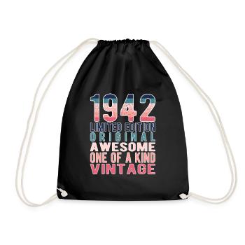 Limited Edition seit 1942 Geburtstag Vintage 1942 - Turnbeutel - Schwarz - Vorne