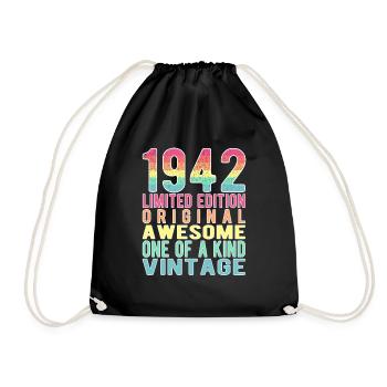 Limited Edition seit 1942 Geburtstag Vintage 1942 - Turnbeutel - Schwarz - Vorne