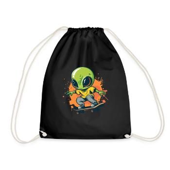 Skater Alien - Drawstring Bag - black - Front