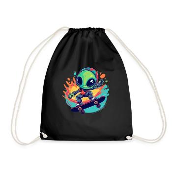 Skater Alien - Drawstring Bag - black - Front
