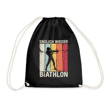Endlich Wieder Biathlon Wintersport Schnee Biathle - Turnbeutel - Schwarz - Vorne