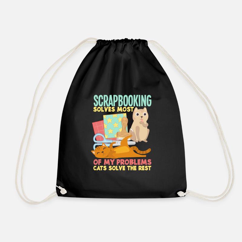 Memory Book, Scrapbook, Scrapbook, Scrapbook, Scrapbook - Drawstring Bag - black