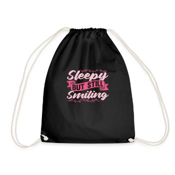 Mom Mom Happy Moon Mom - Drawstring Bag - black - Front