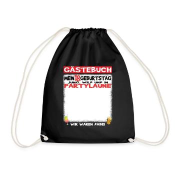 18th Birthday Girl & Boy Guestbook - Drawstring Bag - black - Front