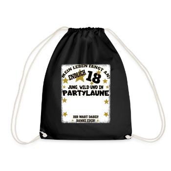 18th Birthday Girl & Boy Guestbook - Drawstring Bag - black - Front