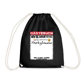 18th Birthday Girl & Boy Guestbook - Drawstring Bag - black - Front