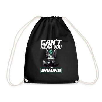 Can't Hear You I'm Gaming Wolf Video Games Gamer - Drawstring Bag - black - Front