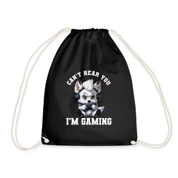 Can't Hear You I'm Gaming Wolf Video Games Gamer - Drawstring Bag - black - Front