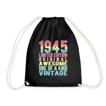 Limited Edition Since 1945 Birthday Vintage 1945 - Drawstring Bag - black - Front