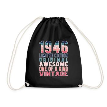 Limited Edition Since 1946 Birthday Vintage 1946 - Drawstring Bag - black - Front