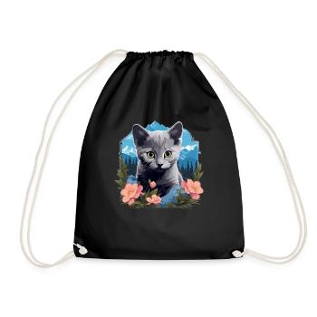 Chat bleu russe Russisch Blau Katze - Sac de sport léger - noir - Devant