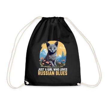 Chat bleu russe Russisch Blau Katze - Sac de sport léger - noir - Devant