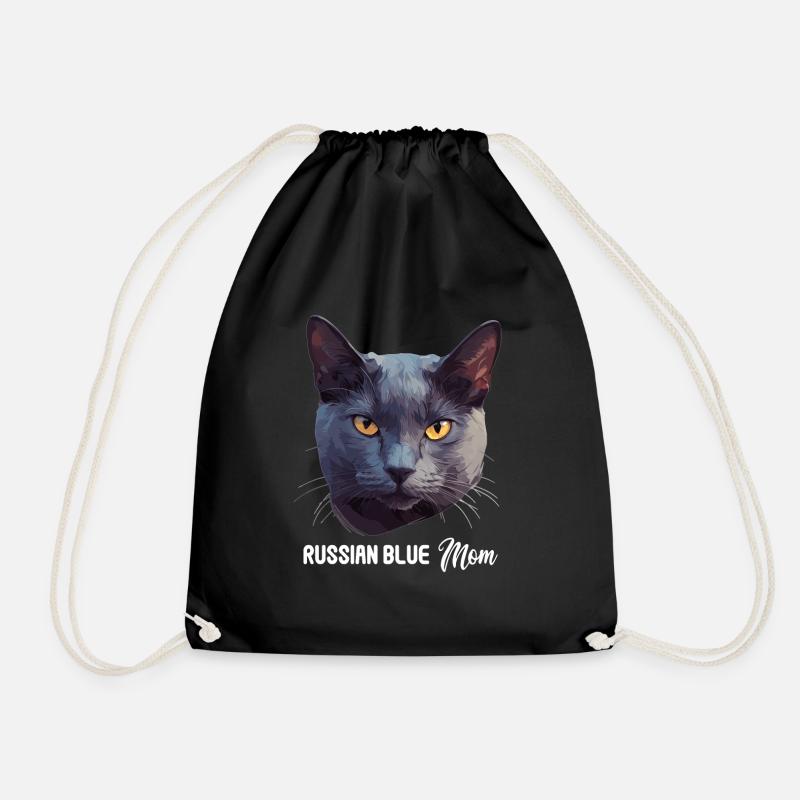Russian Blue Cat Russisch Blau Katze - Turnbeutel - Schwarz