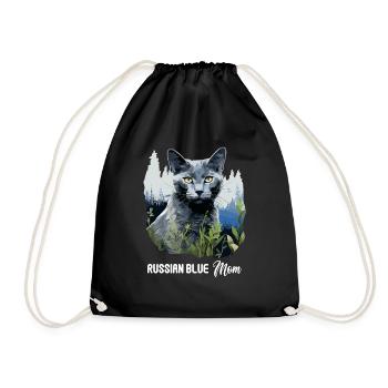 Chat bleu russe Russisch Blau Katze - Sac de sport léger - noir - Devant