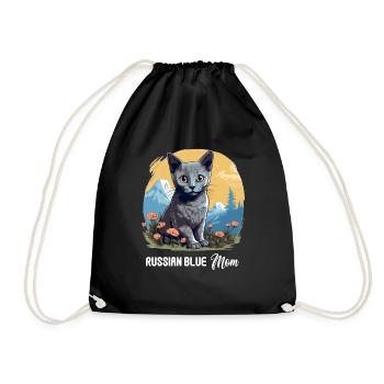 Chat bleu russe Russisch Blau Katze - Sac de sport léger - noir - Devant