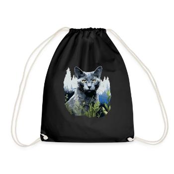 Chat bleu russe Russisch Blau Katze - Sac de sport léger - noir - Devant