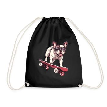 Skateboard bouledogue français - Sac de sport léger - noir - Devant