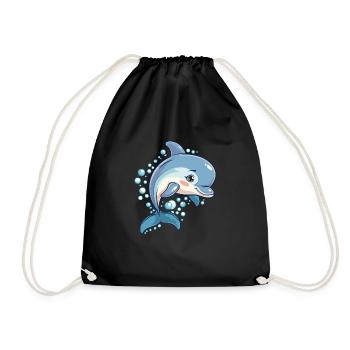 Delfin Kawaii - Turnbeutel - Schwarz - Vorne