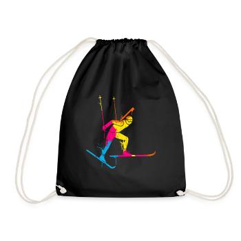 Biathlon Colorful Winter Sports Snow Biathlete Winter S - Drawstring Bag - black - Front