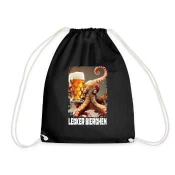 Delicious Beer Octopus - Drawstring Bag - black - Front