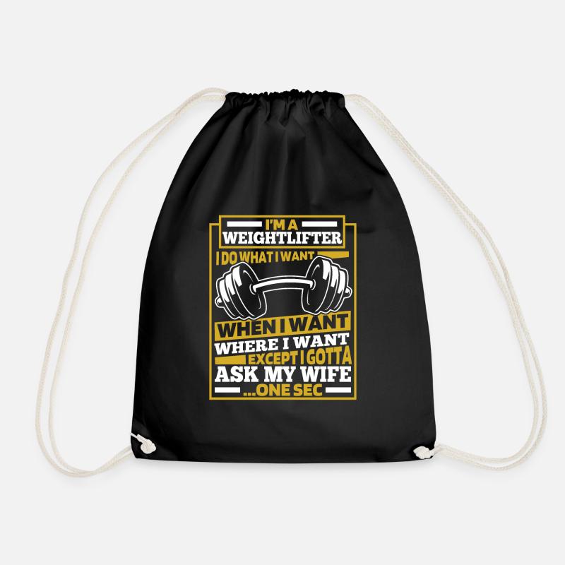 Weightlifting Weightlifter - Drawstring Bag - black