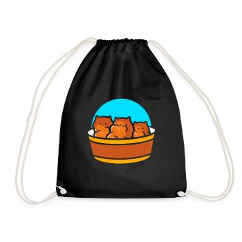 Kitten Nuggets Cute Fast Food Cat Food - Drawstring Bag - black - Front
