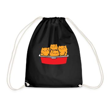 Kitten Nuggets Cute Fast Food Cat Food - Drawstring Bag - black - Front