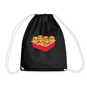 Kitten Nuggets Cute Fast Food Cat Food - Drawstring Bag - black - Front