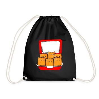 Kitten Nuggets Cute Fast Food Cat Food - Drawstring Bag - black - Front