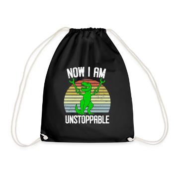 Rétro Maintenant je suis imparable Drôle T-Rex Dinosaure - Sac de sport léger - noir - Devant