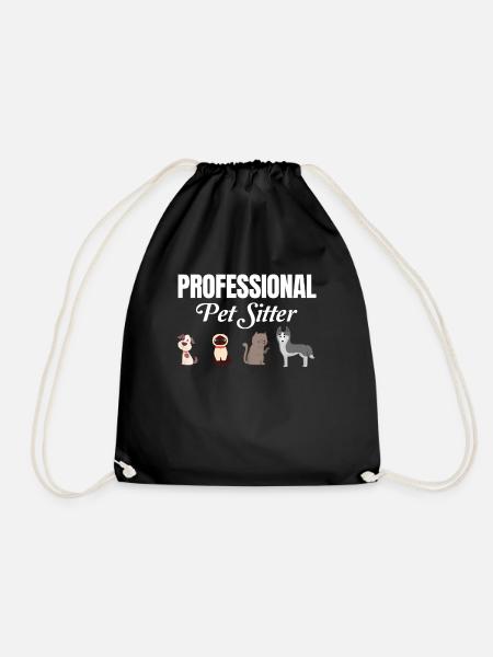Professional Pet Sitter Funny Veterinarian - Drawstring Bag - black