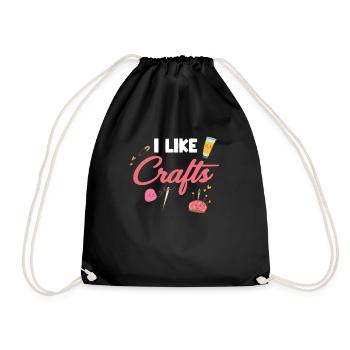 I like handicrafts, pottery, scrapbooking, painting, - Drawstring Bag - black - Front