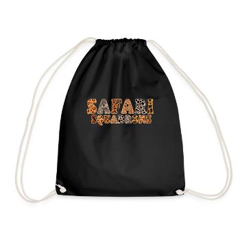 Afrikanische Safari Zoo Safari Tiermuster Druck - Turnbeutel - Schwarz - Vorne