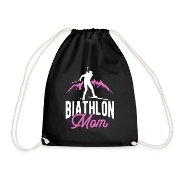 Biathlon Mom Lover Wintersport Biathlet Mama Bergl - Turnbeutel - Schwarz - Vorne