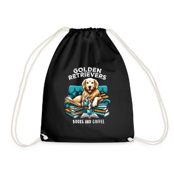Golden Retriever Lecture Chiens Livres & Café Cadeau - Sac de sport léger - noir - Devant