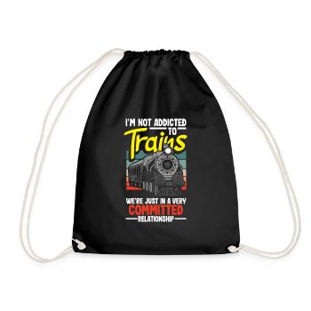 Funny Train Lover Trains Locomotive Gift - Drawstring Bag - black - Front