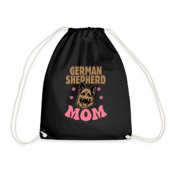 German Shepherd Mom Puppy Breeder Dog Owner - Drawstring Bag - black - Front