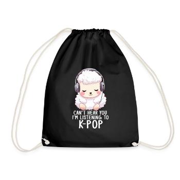 Can't Hear You I'm Listening K-pop Alpaca - Turnbeutel - Schwarz - Vorne