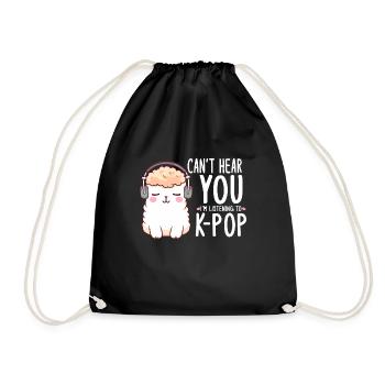 Can't Hear You I'm Listening K-pop Alpaca - Turnbeutel - Schwarz - Vorne