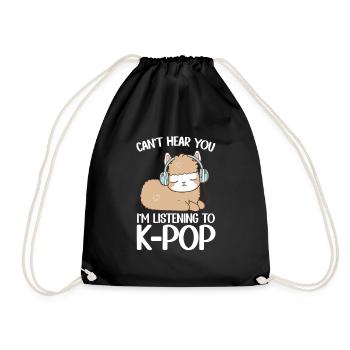 Can't Hear You I'm Listening K-pop Alpaca - Turnbeutel - Schwarz - Vorne