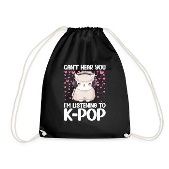 Can't Hear You I'm Listening K-pop Alpaca - Turnbeutel - Schwarz - Vorne