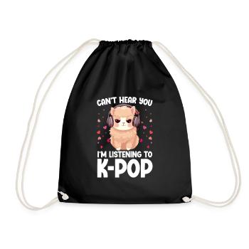 Can't Hear You I'm Listening K-pop Alpaca - Turnbeutel - Schwarz - Vorne