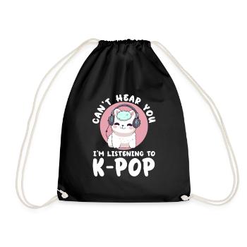 Can't Hear You I'm Listening K-pop Alpaca - Turnbeutel - Schwarz - Vorne