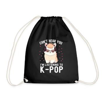 Can't Hear You I'm Listening K-pop Alpaca - Turnbeutel - Schwarz - Vorne